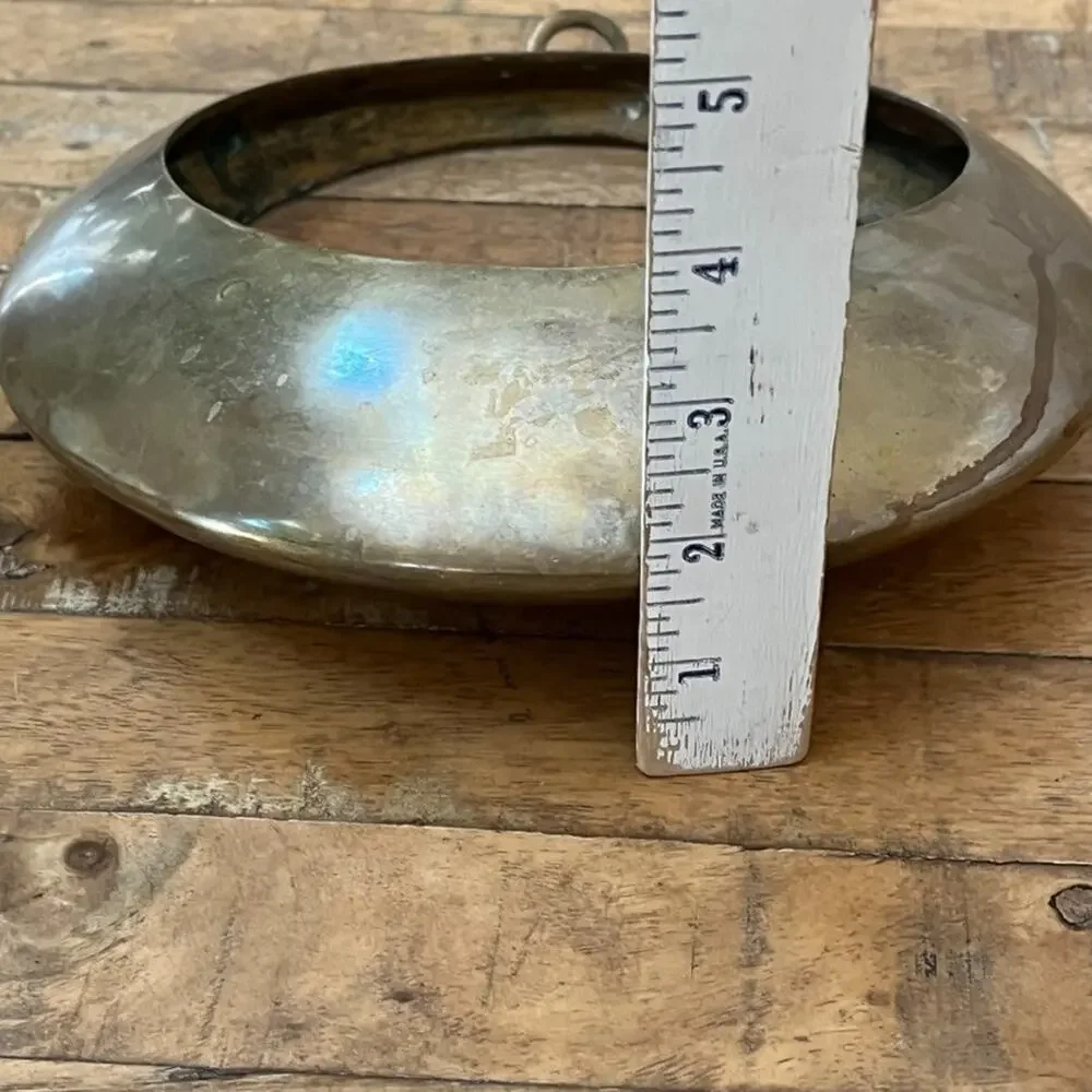 Japanese Brass Ikebana Hanging Full Moon Vase 9.75